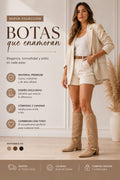 Botas Largas Beige & negra  – Milá Shoes