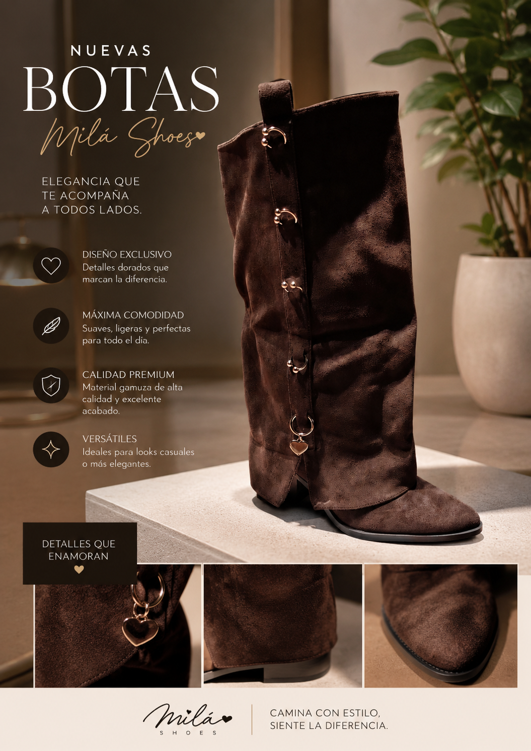 Botas Valentina cafe - mila shoes